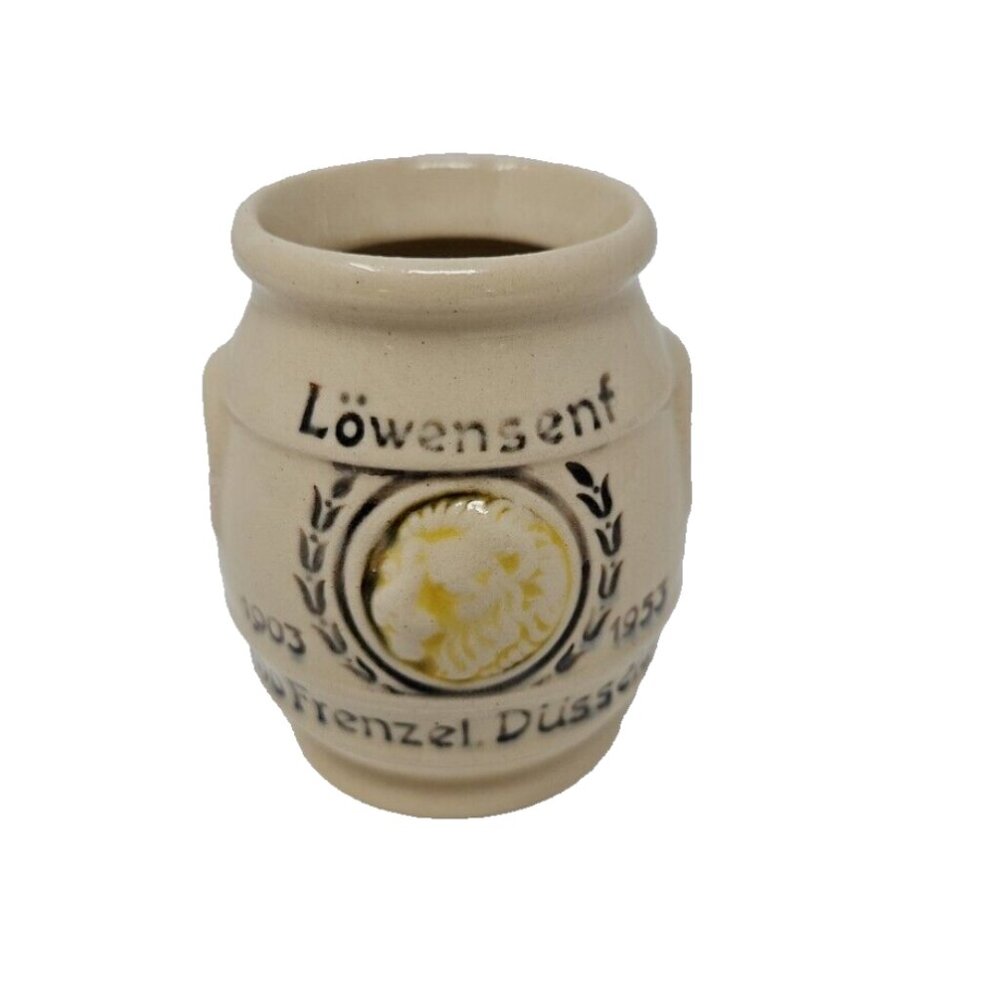 Vintage 1953 Otto Frenzel Lowensenf Mustard Jar Pot Lion Brand 50th Anniversary